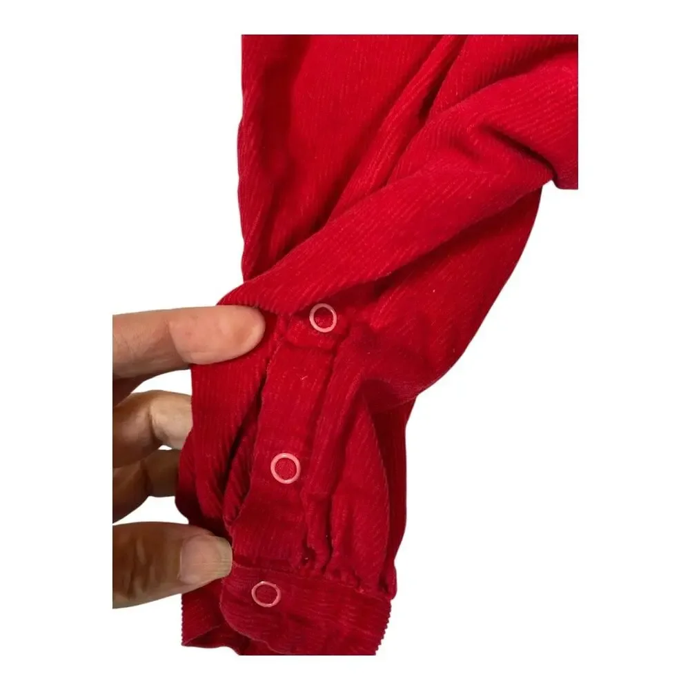 Cotton Kids 24 Mo Rust Orange Corduroy Fall Leaves Embroidered Snap One Piece - Picture 5 of 5